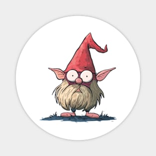 A funny scared gnome. Magnet